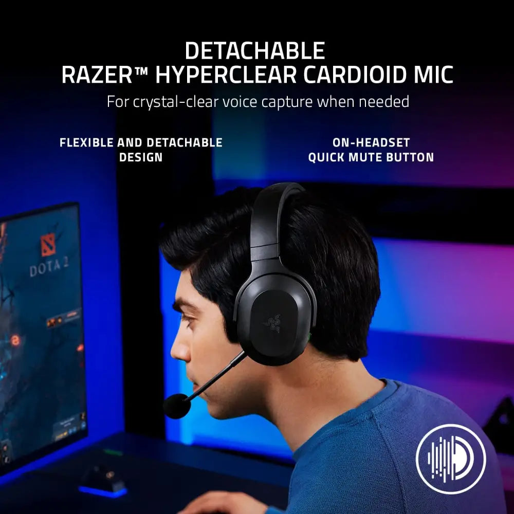 Black Razer Barracuda X Wireless USB-C Headset with detachable microphone