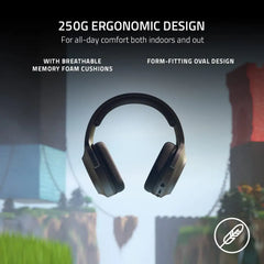 Black ergonomic Razer Barracuda X Wireless USB-C Headset with detachable mic