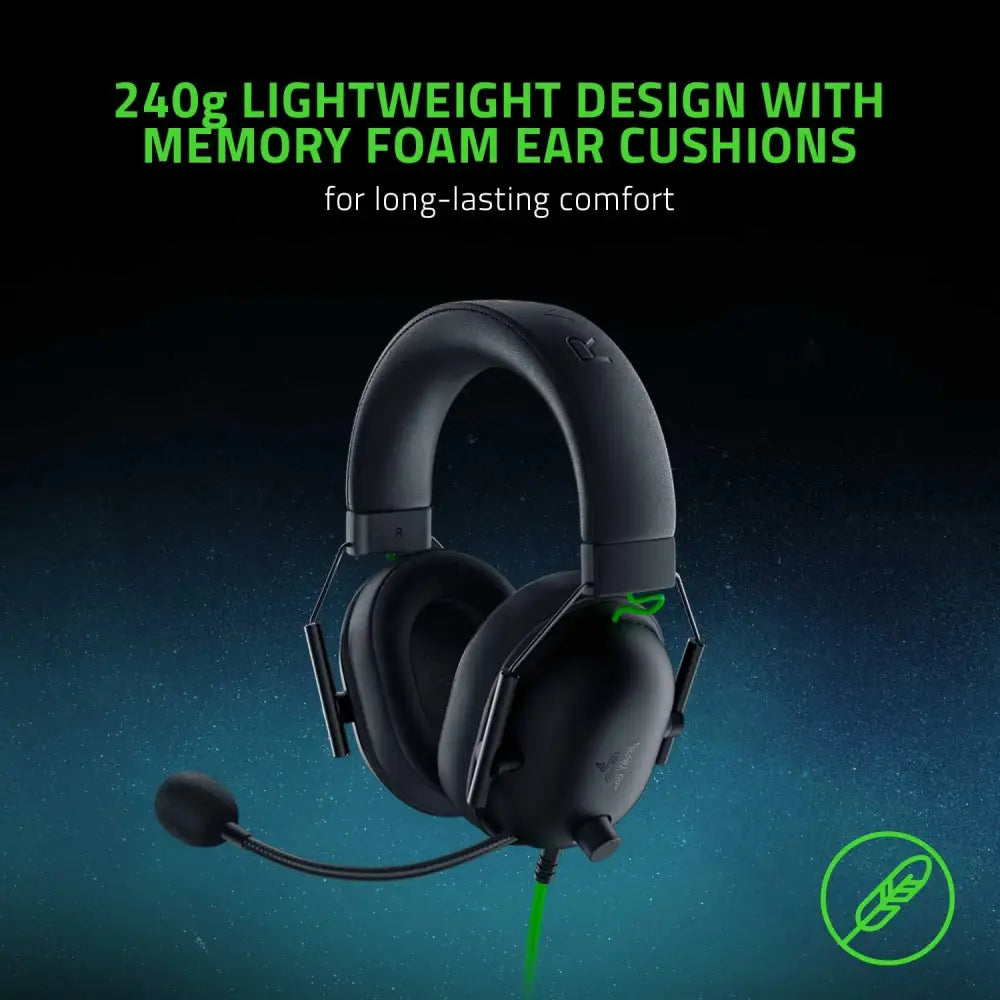 Black Razer Blackshark V2 X gaming headset with memory foam ear cushions