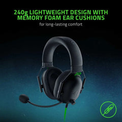 Black Razer Blackshark V2 X gaming headset with memory foam ear cushions