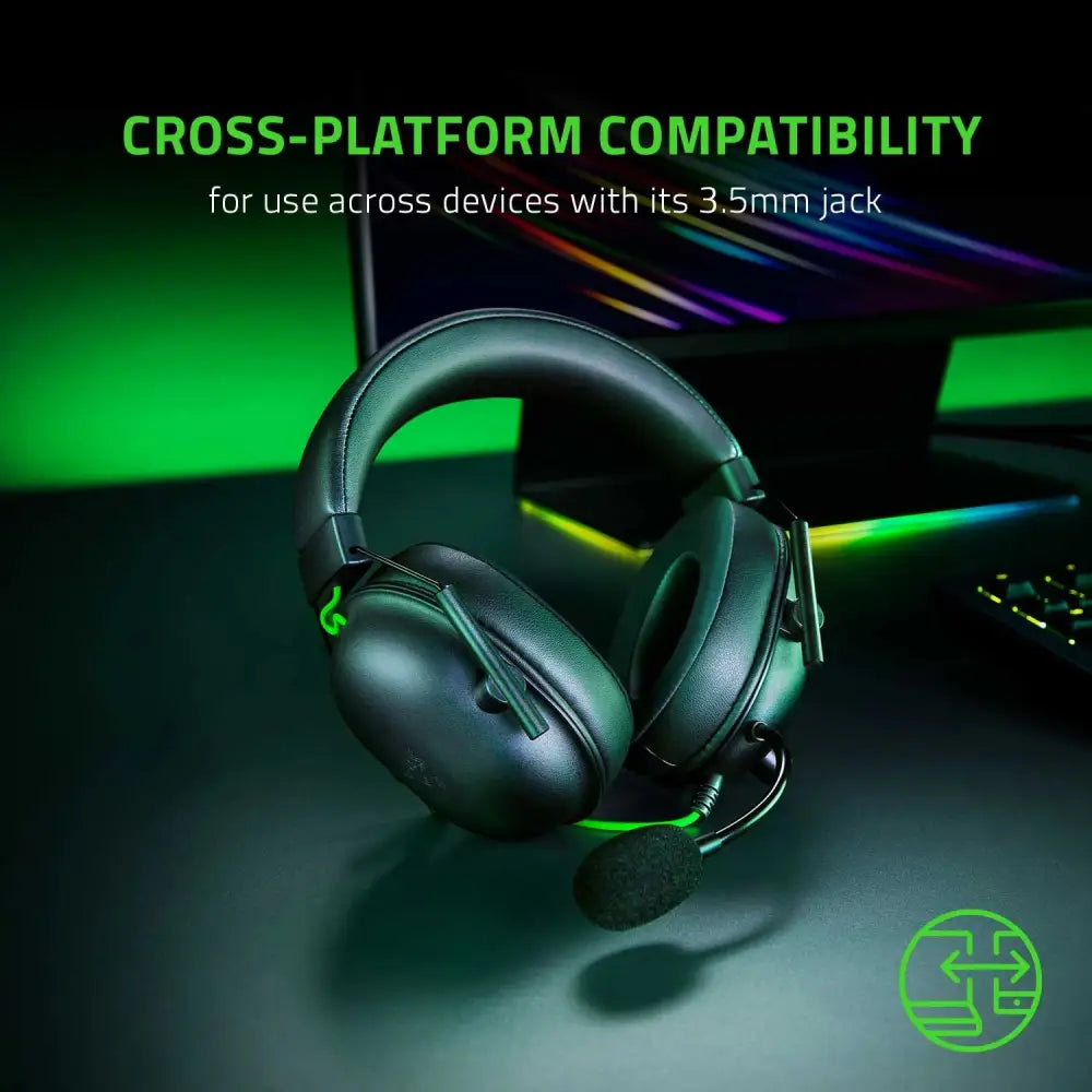 Black Gaming Headset with Microphone Razer Blackshark V2 X Triforce Titanium Drivers