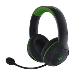 Black and green Razer Kaira Wireless Gaming Headset with microphone and memory foam
