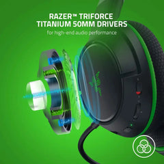 Black and green Razer Kaira Wireless Gaming Headset with 50mm TriForce Drivers