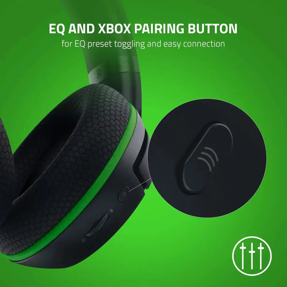 Black and green Razer Kaira Wireless Gaming Headset with 50mm TriForce Drivers and Memory Foam