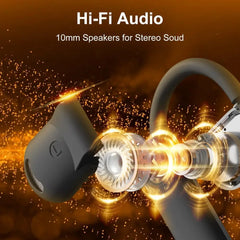 Wireless earbuds with visible speaker components for 144 Language Translator Earbuds