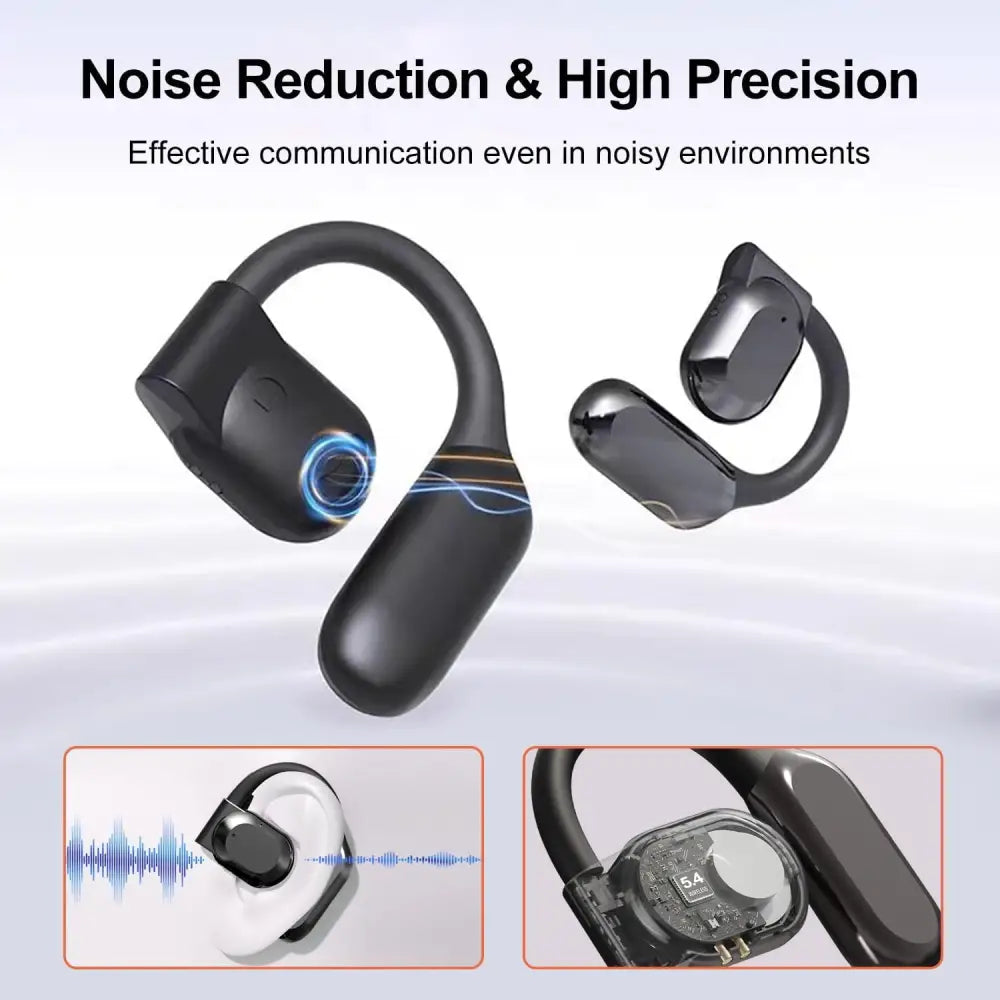 Black bone conduction headphones from 144 Language Translator Earbuds Wireless High Precision
