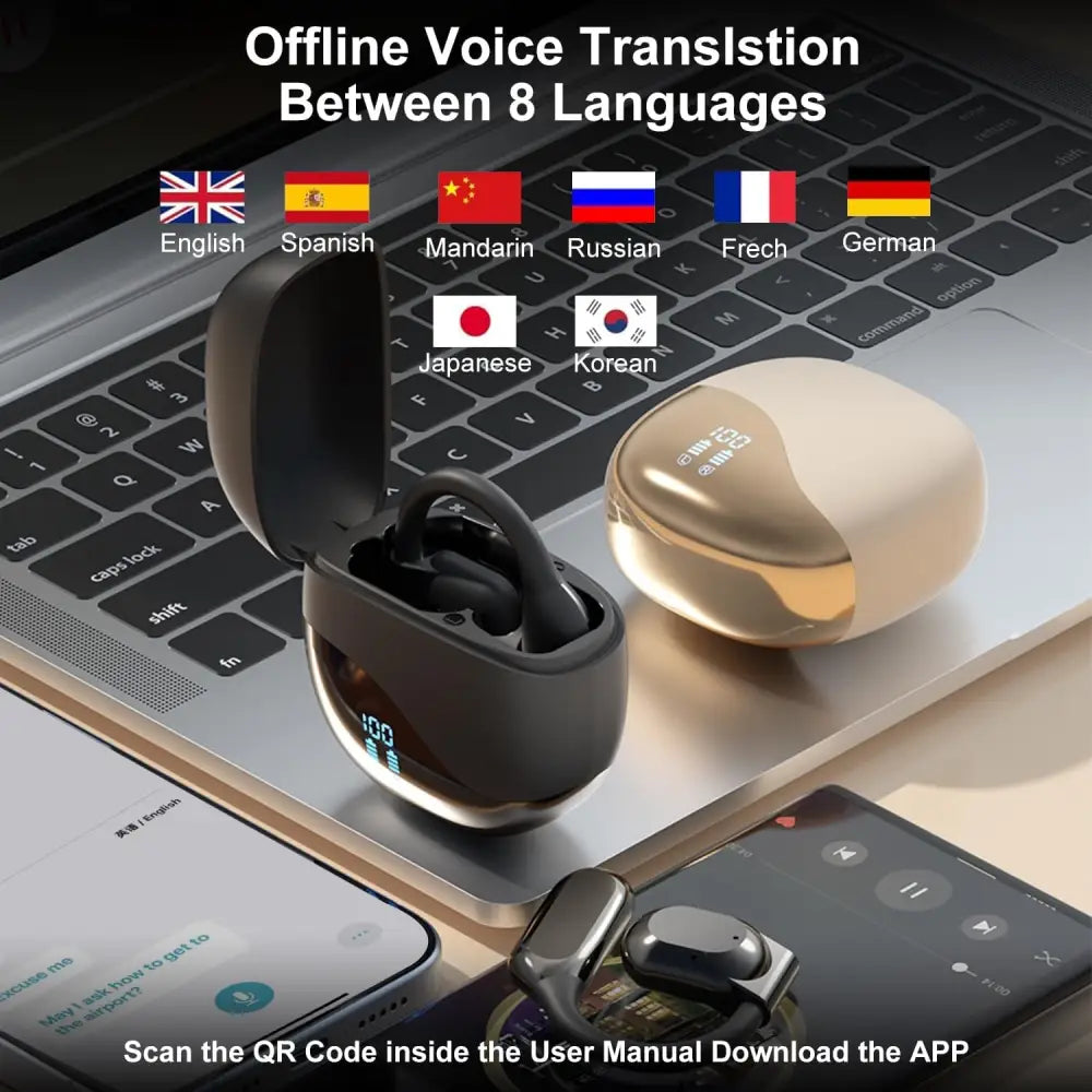 Wireless Translation Earbuds and Charging Case for 144 Language Translator Earbuds
