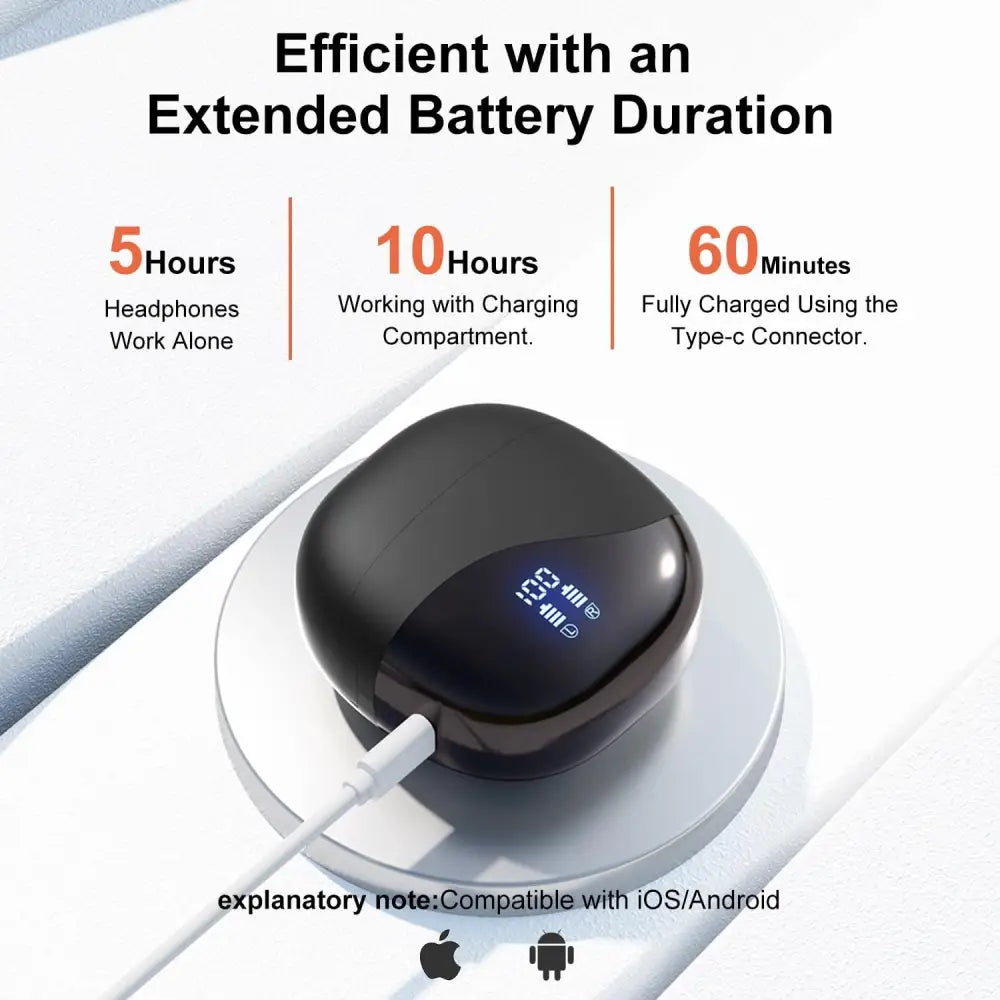 Black wireless earbud charging case for 144 Language Translator Earbuds