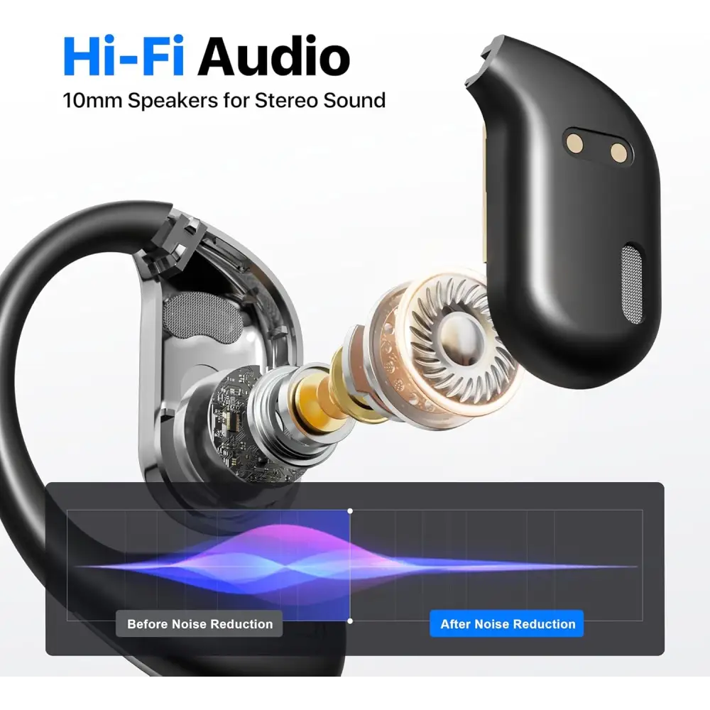 Black wireless earbud featuring noise reduction for Real Time 144 Language Translator Earbuds with AI