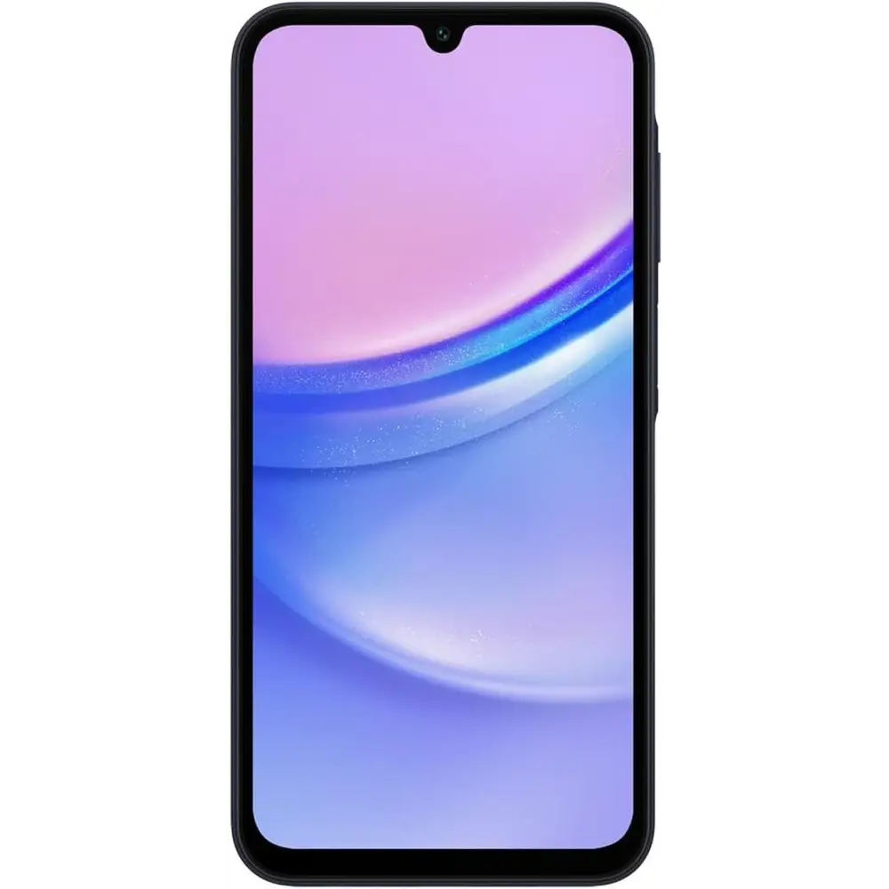 Black-framed smartphone with curved screen, Samsung Galaxy A15, 128GB FHD+ AMOLED Display