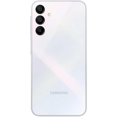 White Samsung Galaxy A15 Unlocked Dual SIM smartphone displayed on a clean background