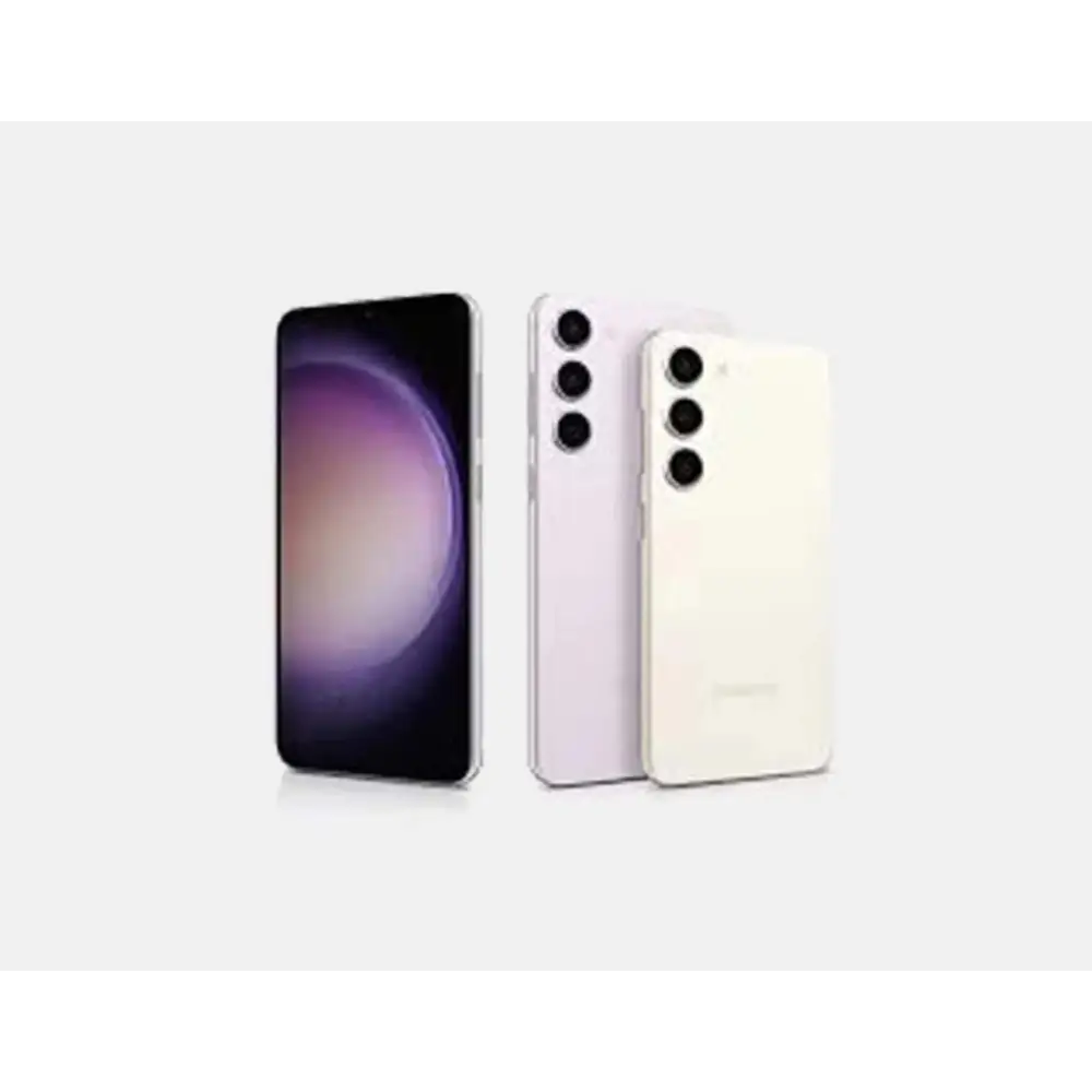 Three modern smartphones including Lavender Samsung Galaxy S23 5G Dual 128GB model