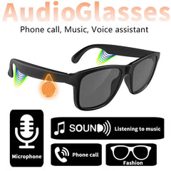 Black Smart Bluetooth Glasses with Open Ear Design and Long Battery Life Features