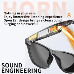 Black Smart Bluetooth Glasses with Open Ear Audio and Long Battery Life for effortless listening