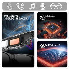Smart Bluetooth Glasses with open ear design and long battery life features