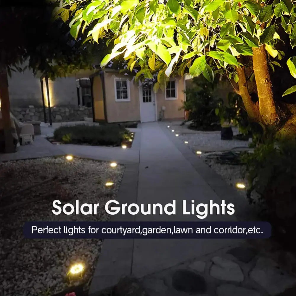 Rirool Solar Ground Lights 8 Pack for outdoor lighting in a garden setting