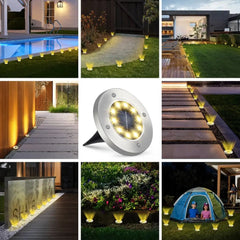 Rirool Solar Ground Lights 8 Pack for efficient outdoor solar-powered illumination