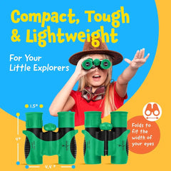 Green and black ThinkPeak Kids Binoculars for outdoor play and exploration