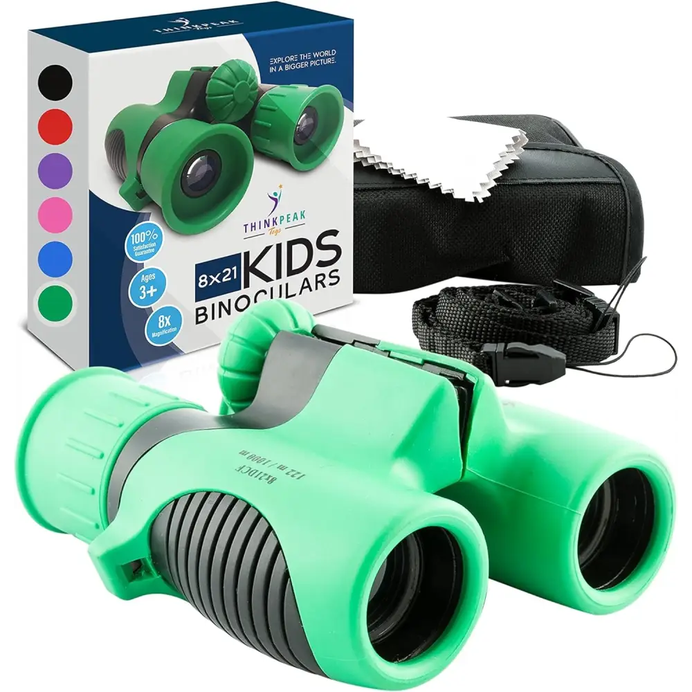 Green ThinkPeak Kids Binoculars for outdoor adventure and exploration fun