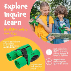 Green ThinkPeak Kids Binoculars featuring diopter adjustment and focus wheel