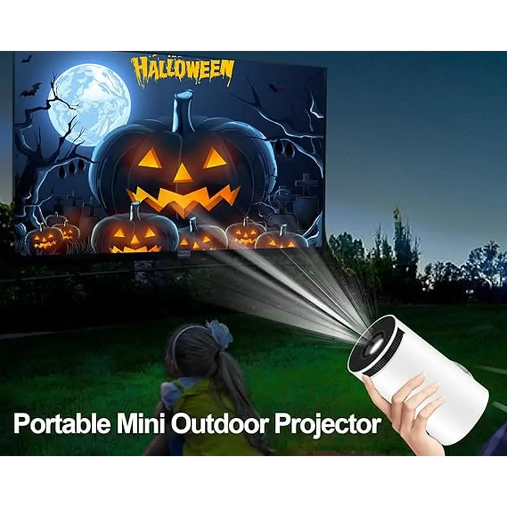 Portable Mini Outdoor Projector Rotatable Smart Mini Projector with HiFi Stereo Speakers