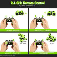 Remote control car operation guide for Green 2.4GHz RC Stunt Car High Speed Fun