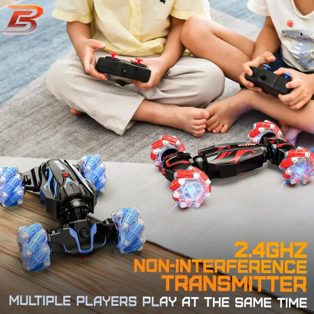 Remote-controlled stunt cars with illuminated wheels in Gesture Control Ultimate 4WD Off-Road RC Stunt Car