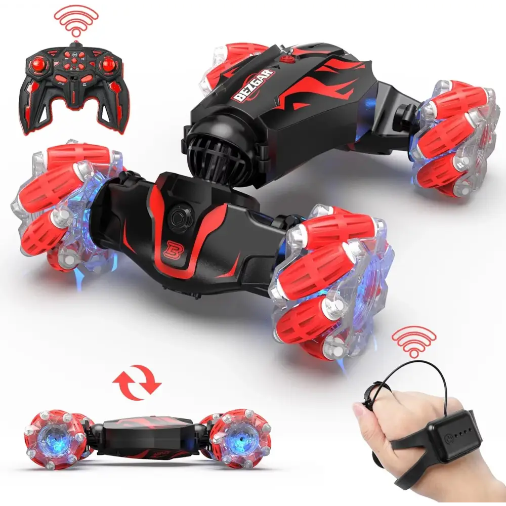 Red and black Gesture Control Ultimate 4WD Off-Road RC Stunt Car for adventurous fun