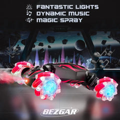 Red and black Gesture Control Ultimate 4WD Off-Road RC Stunt Car with illuminated wheels