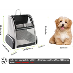 Airline Approved Pet Travel Backpack with comfortable design and dimensions displayed