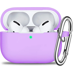 Lavender AirPods Pro Case Soft Silicone with Carabiner Clip for secure storage