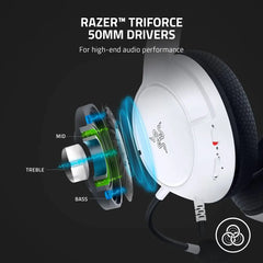White gaming headset with audio driver diagram for Ultimate Wired Gaming Headset Precision Audio Xbox