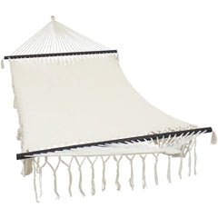 White cotton hammock with tassels from Sunnydaze for indoor and outdoor use