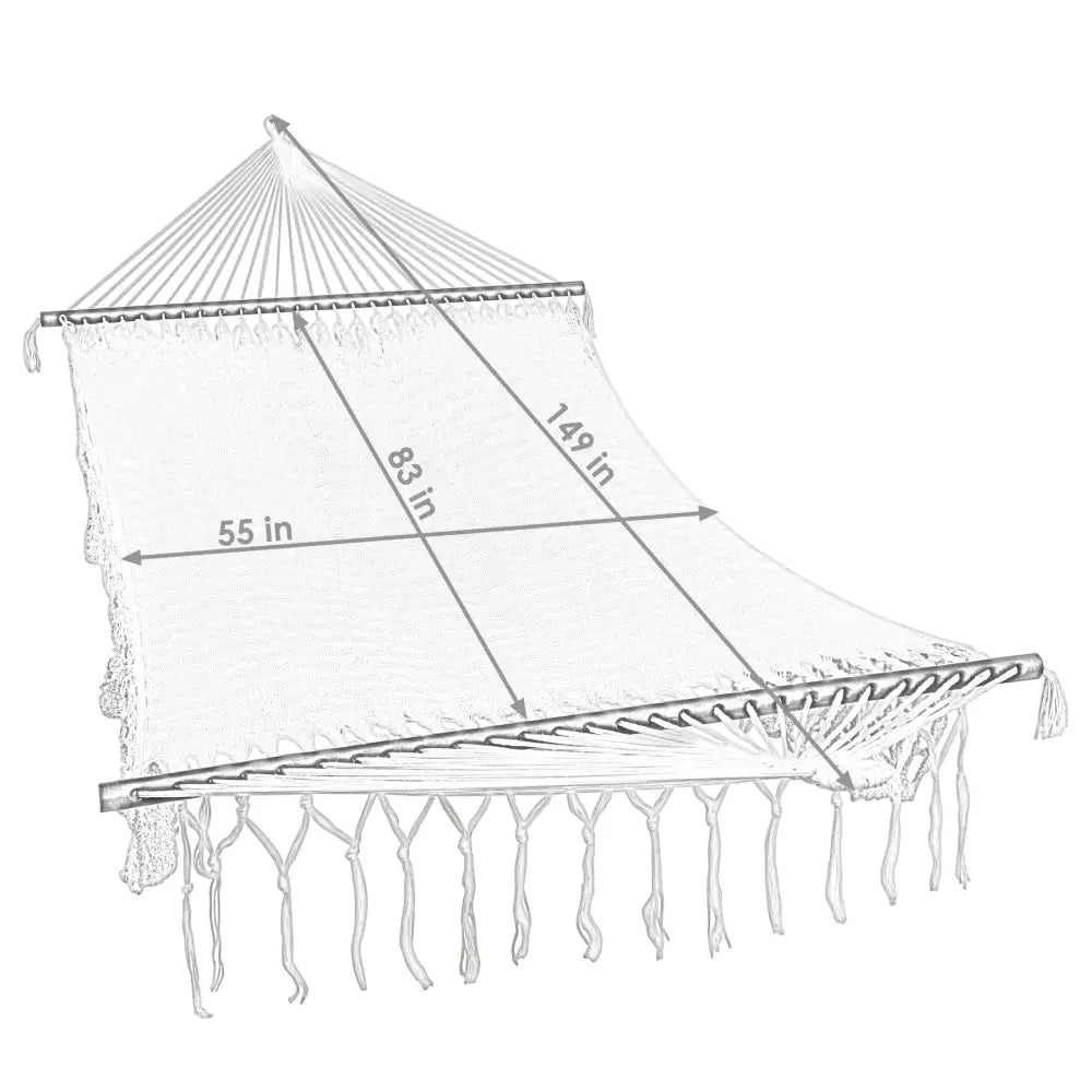 Hammock dimensions for Sunnydaze 2-Person Cotton Spreader Bar Hammock Indoor Outdoor