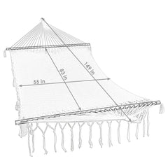 Hammock dimensions for Sunnydaze 2-Person Cotton Spreader Bar Hammock Indoor Outdoor