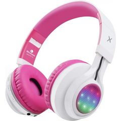 Pink WT-7S Light-Up Bluetooth Foldable Wireless Headset with LED lights