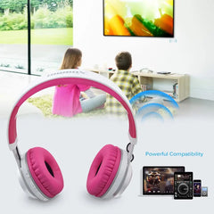 Pink WT-7S Light-Up Bluetooth Foldable Wireless Headset with stylish pink and white design